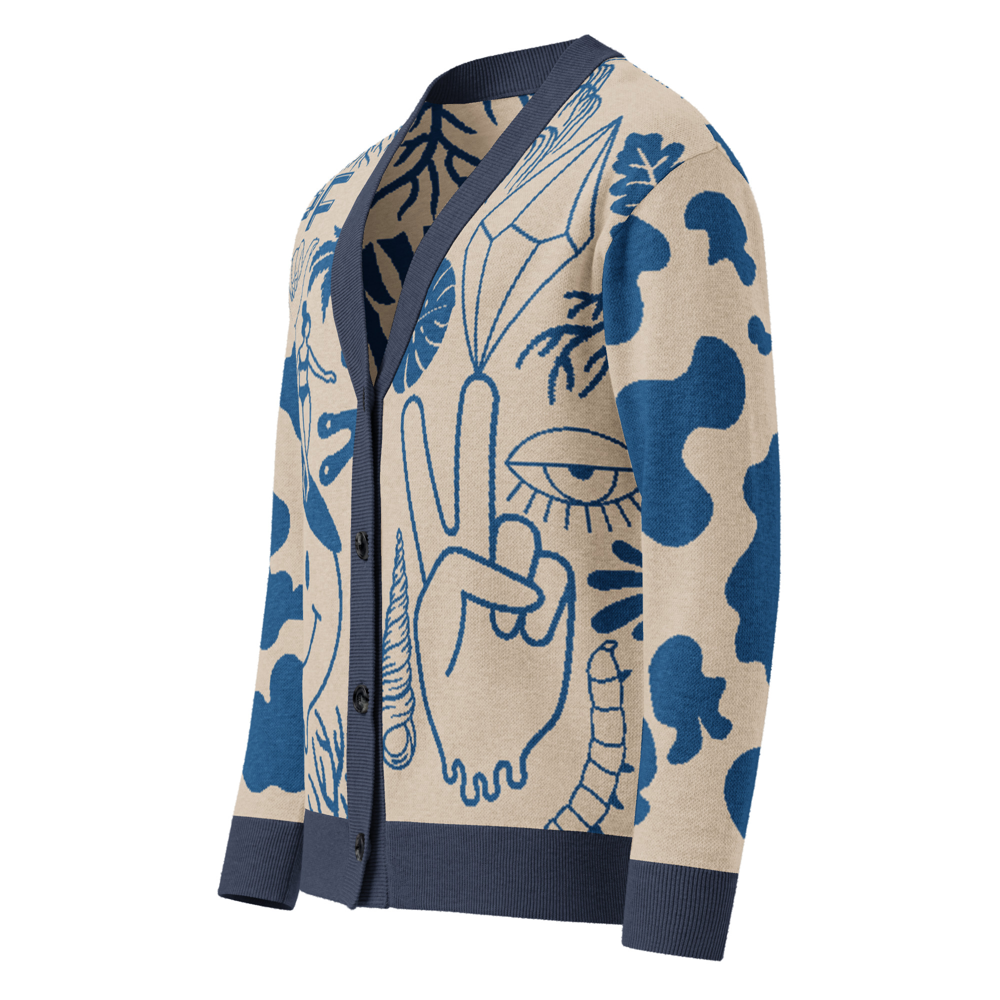 Clipart Cream Cardi Navy - Image 3